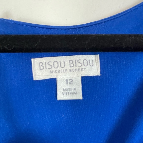 Bisou Bisou Blue Fitted Cap Sleeve Dress EUC Size 12 - Picture 6 of 7